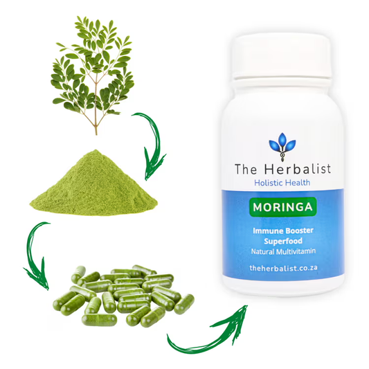natural herbal supplements made from pure moringa in powder tablets